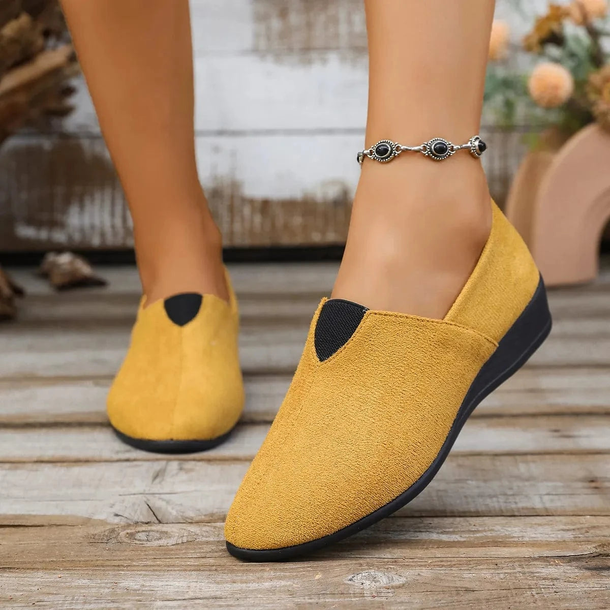 Breathable Mesh Slip-On Loafers Yellow - Fashorio