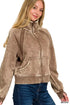 Fashorio Zenana Acid Wash Zip Up Fleece Jacket