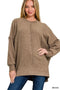 Zenana Brushed Melange Hacci Oversized Sweater - Fashorio