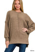 Zenana Brushed Melange Hacci Oversized Sweater - Fashorio