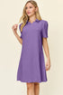 Double Take Full Size Texture Collared Neck Short Sleeve Dress Lavender - Fashorio