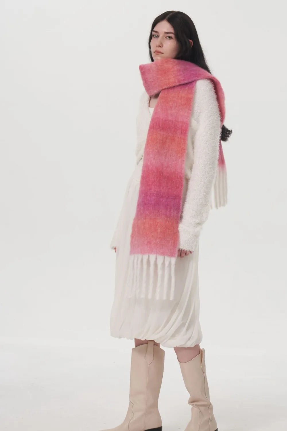 Fringe Gradient Thermal Scarf - Fashorio