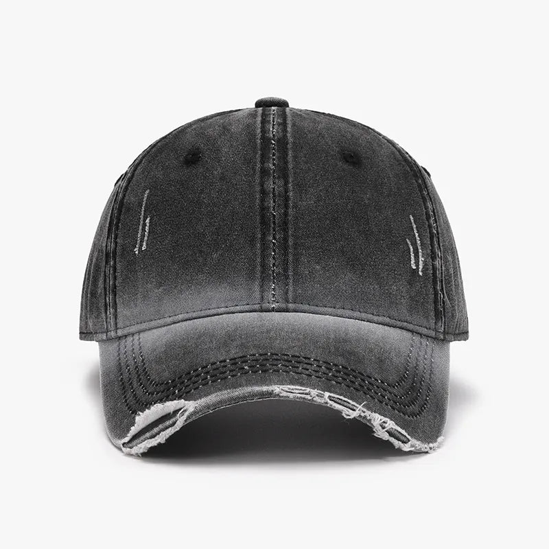 Distressed Washed Adjustable Baseball Cap Dark Gray One Size - Fashorio