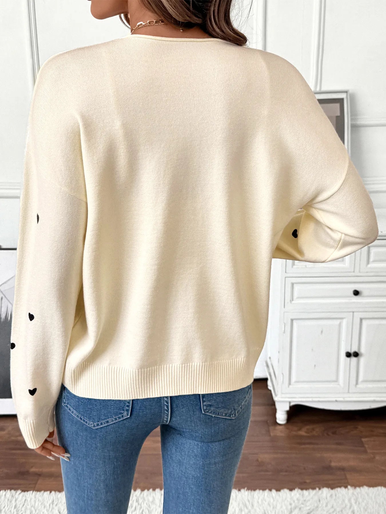 Heart Tie-Front Long Sleeve Cardigan - Fashorio