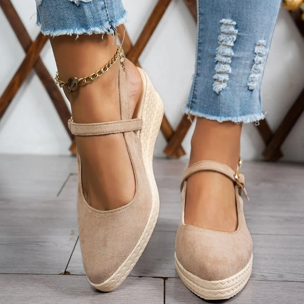 Point Toe Block Heels Pumps Dust Storm - Fashorio