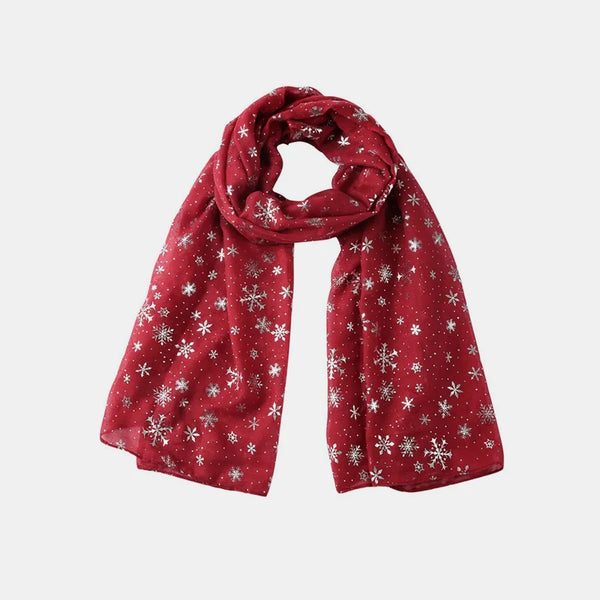 Thermal Snowflakes Polyester Scarf Scarlet One Size - Fashorio