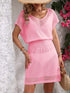 Openwork V-Neck Short Sleeve Cover-Up Dress - Fashorio