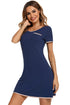 Contrast Trim Pocketed Round Neck Lounge Dress - Fashorio