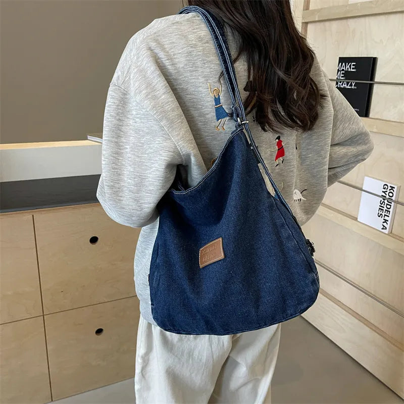 Adjustable Strap Denim Shoulder Bag - Fashorio