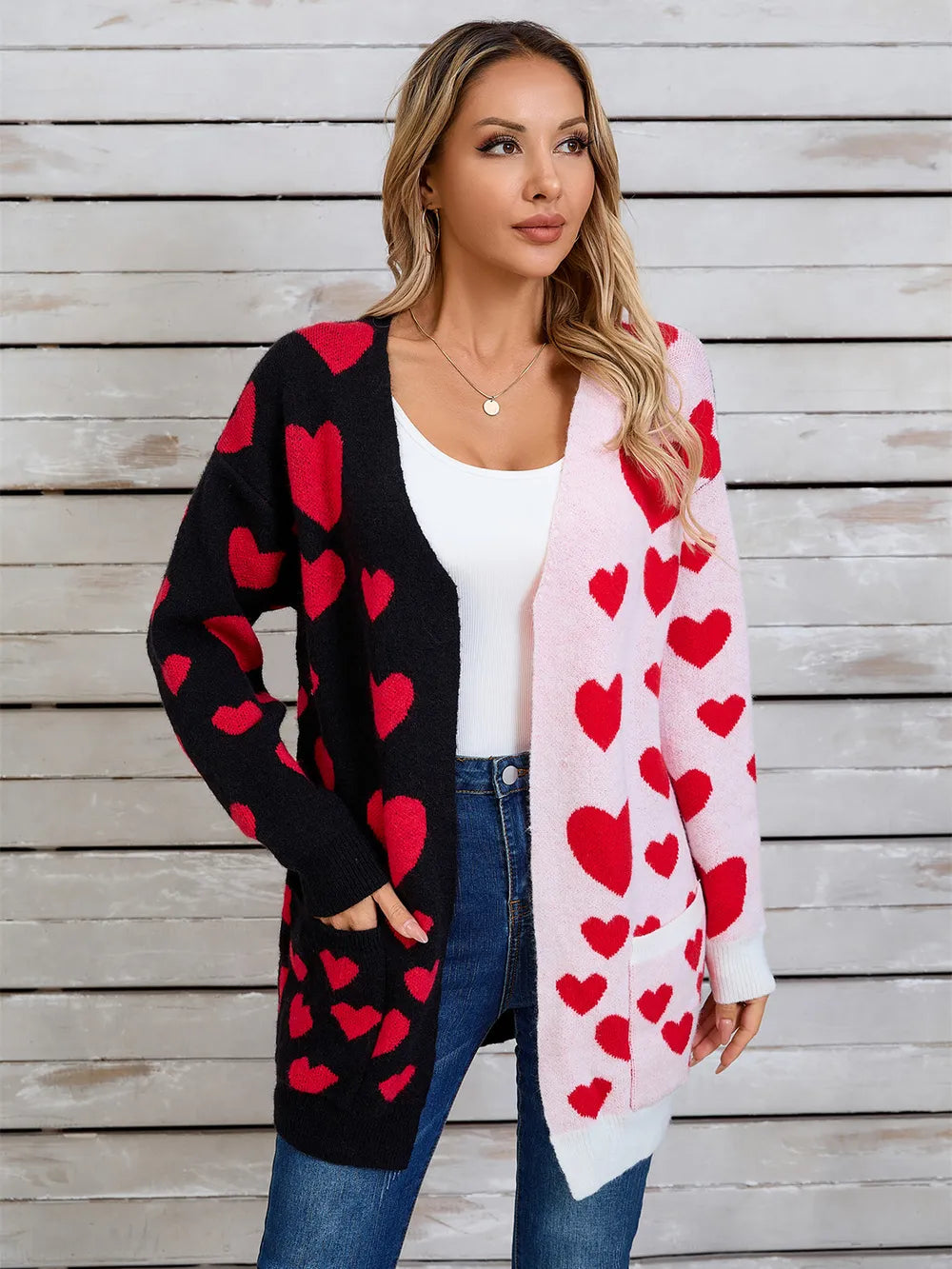 Angel Wings Heart Open Front Long Sleeve Cardigan - Fashorio