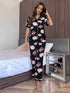 Floral Short Sleeve Shirt and Pants Lounge Set - Fashorio