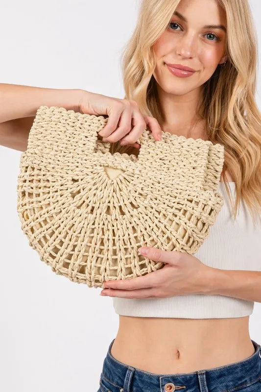 Fame Braided Semi Circle Tote Bag - Fashorio