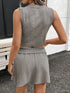 V-Neck Vest and Skirt Knit Set - Fashorio