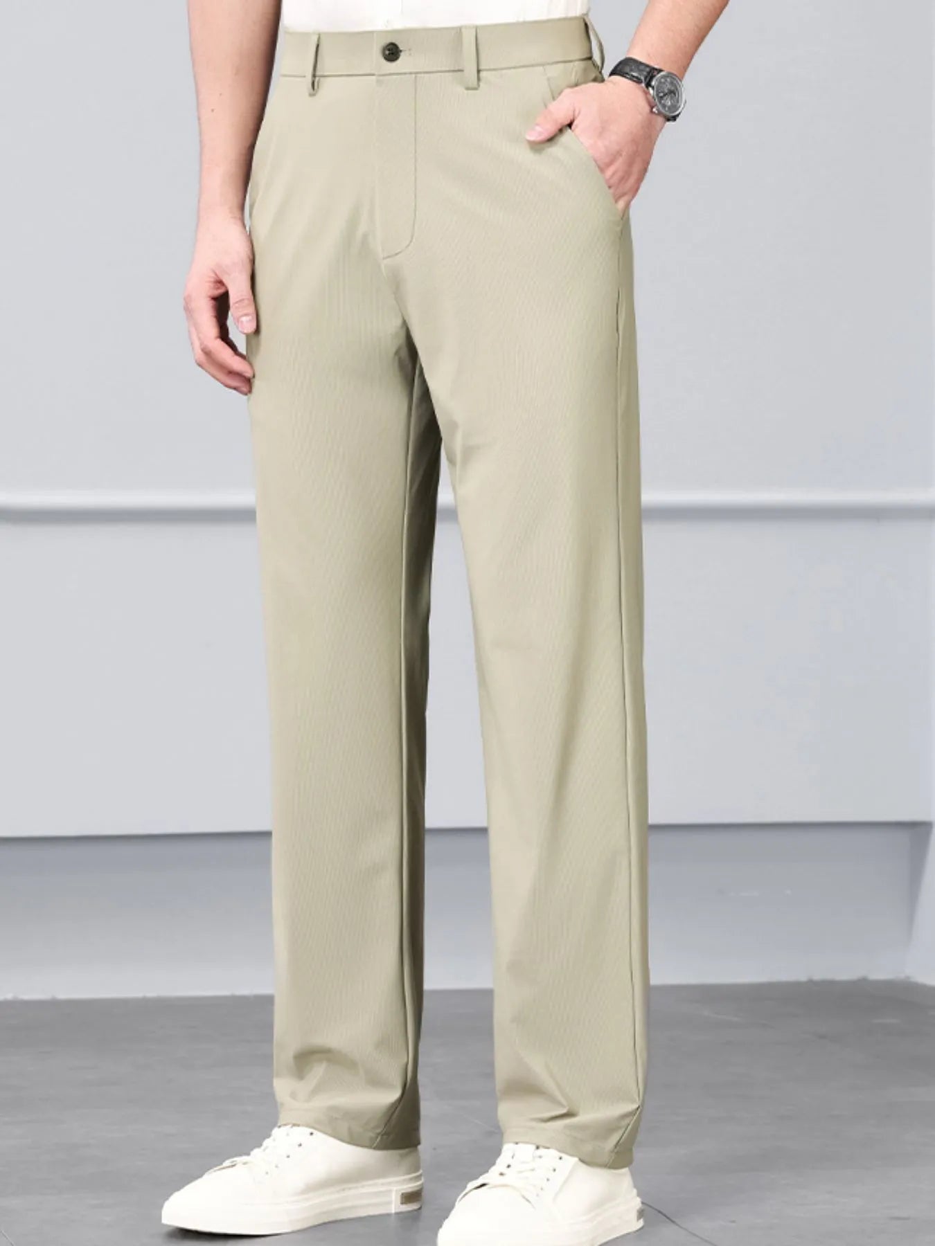 Men's Loose Fit Jeans with Pockets Khaki - Fashorio