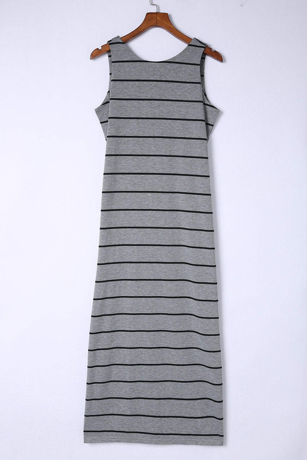 Striped Sleeveless Maxi Dress with Side Slit – Casual Summer Style - Fashorio