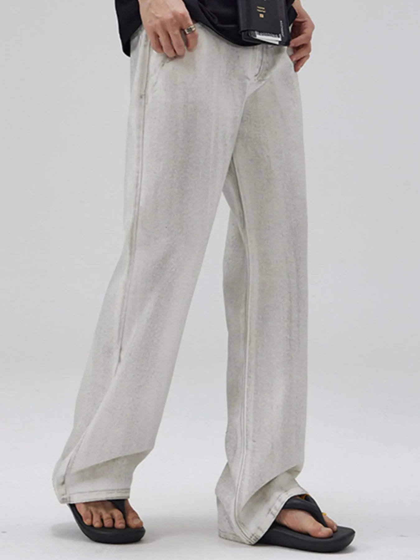 Men's Full Size Relaxed Fit Washed Wide Leg Jeans Plus Size - Fashorio