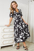 Printed Surplice Balloon Sleeve Dress - Fashorio