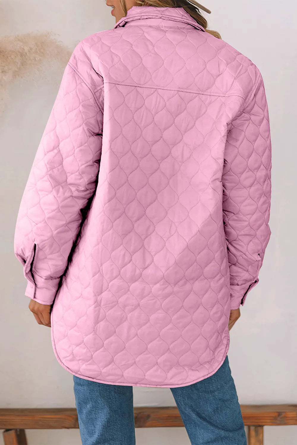Snap Down Collared Winter Coat - Fashorio