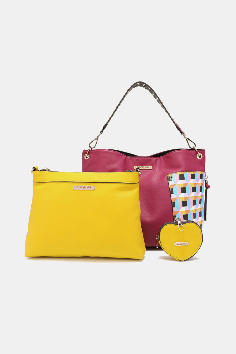 Nicole Lee USA Quihn 3-Piece Handbag Set Berry One Size - Fashorio