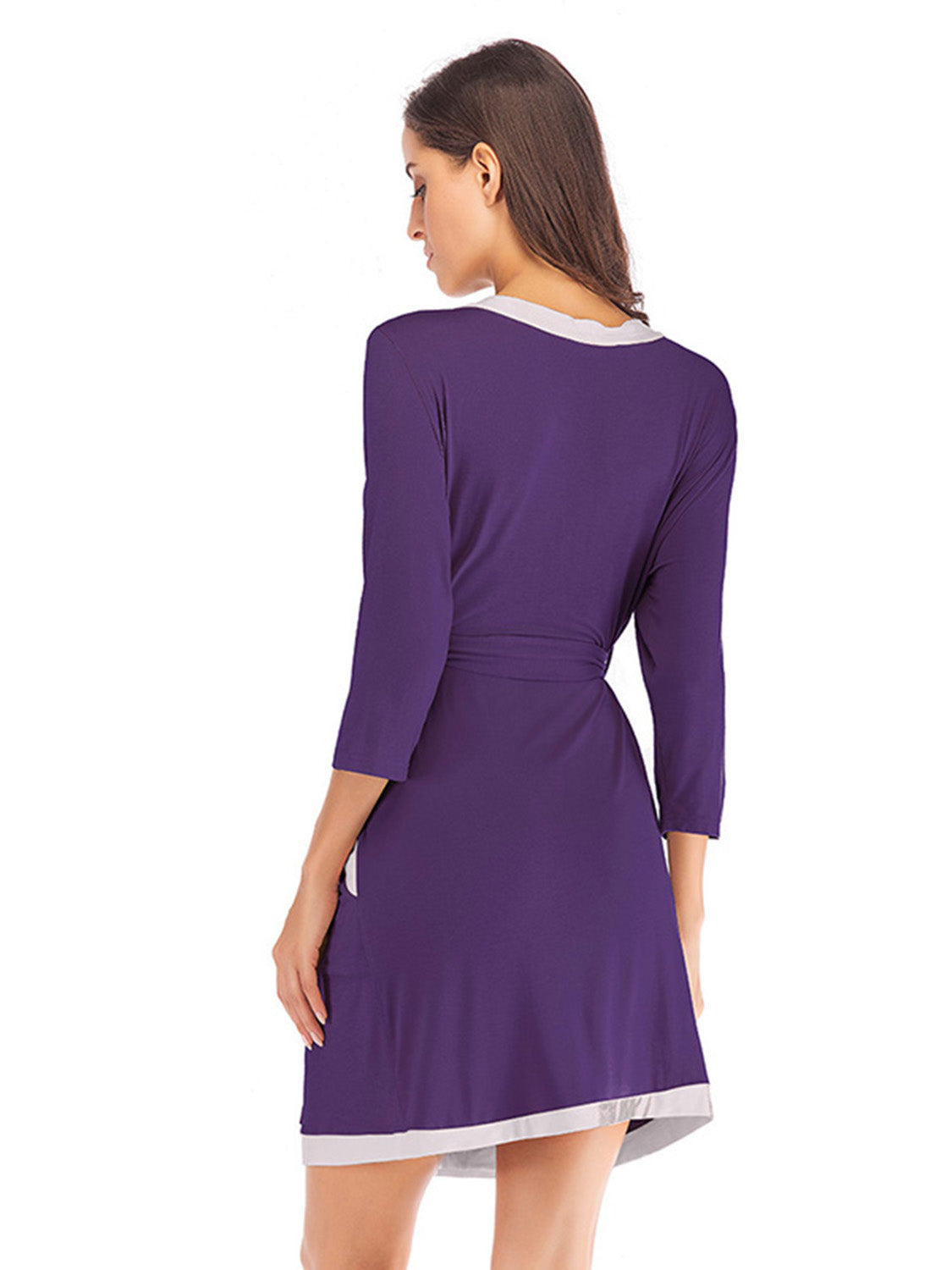 Tie Waist Surplice Neck Robe with Pockets - Fashorio