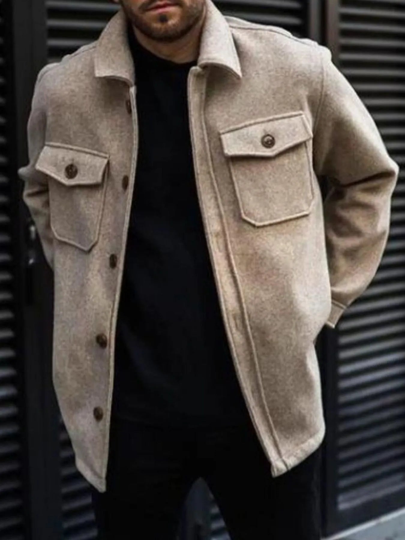 Men's Full Size Button Up Long Sleeve Jacket Plus Size - Fashorio