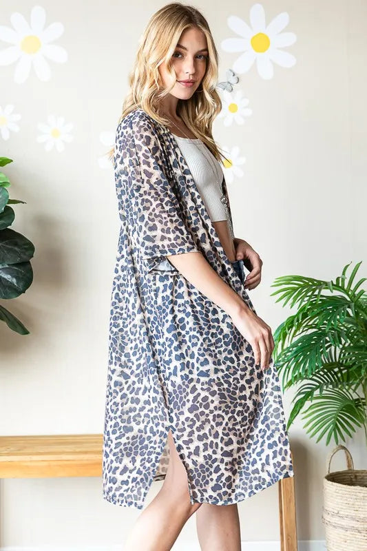 Heimish Full Size Leopard Open Front Cardigan Plus Size - Fashorio