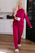 Round Neck Top and Drawstring Pants Lounge Set - Fashorio
