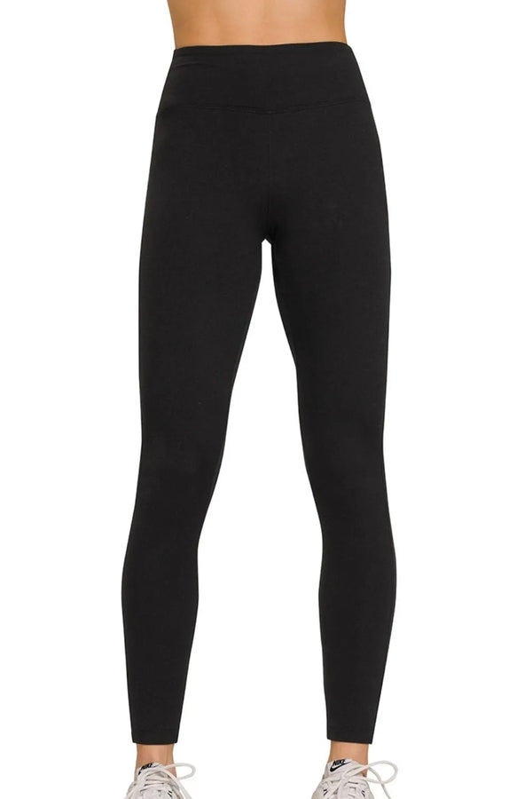 Zenana Microfiber Waistband Leggings BLACK - Fashorio