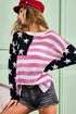 BiBi American Flag Low Gauge Knit Top - Fashorio