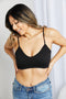 Zenana Full Size Textured Spaghetti Strap Bralette in Black Black - Fashorio
