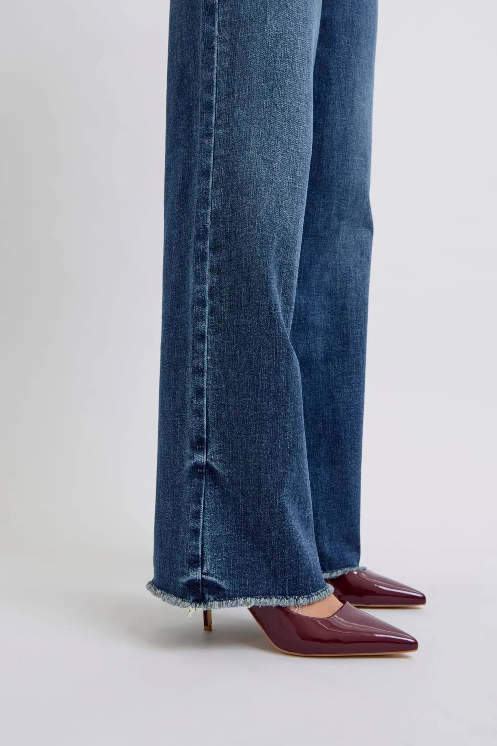 Judy Blue Full Size Raw Hem Mid Rise Jeans – Frayed Denim - Fashorio