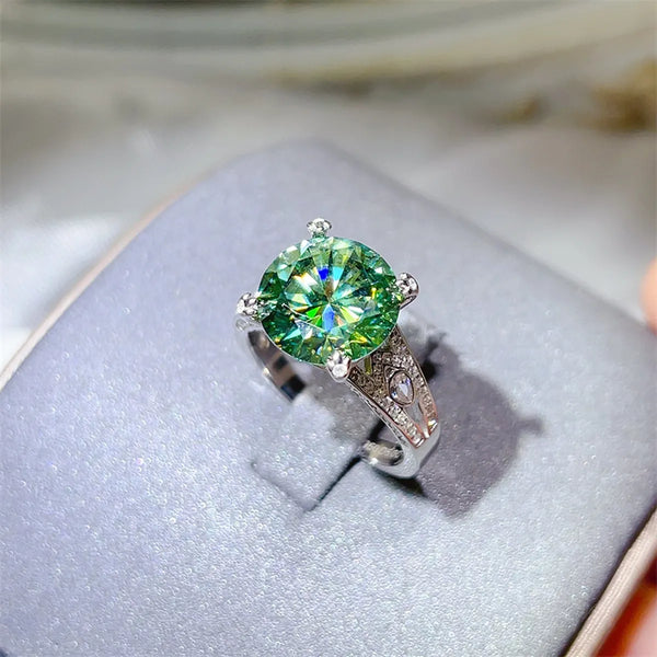 5 Carat Moissanite 925 Sterling Silver Ring Green - Fashorio