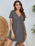 V-Neck Short Sleeve Lounge Dress - Fashorio