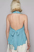 POL Backless Halter Sleeveless Top with Smocking Shirring Detail - Fashorio
