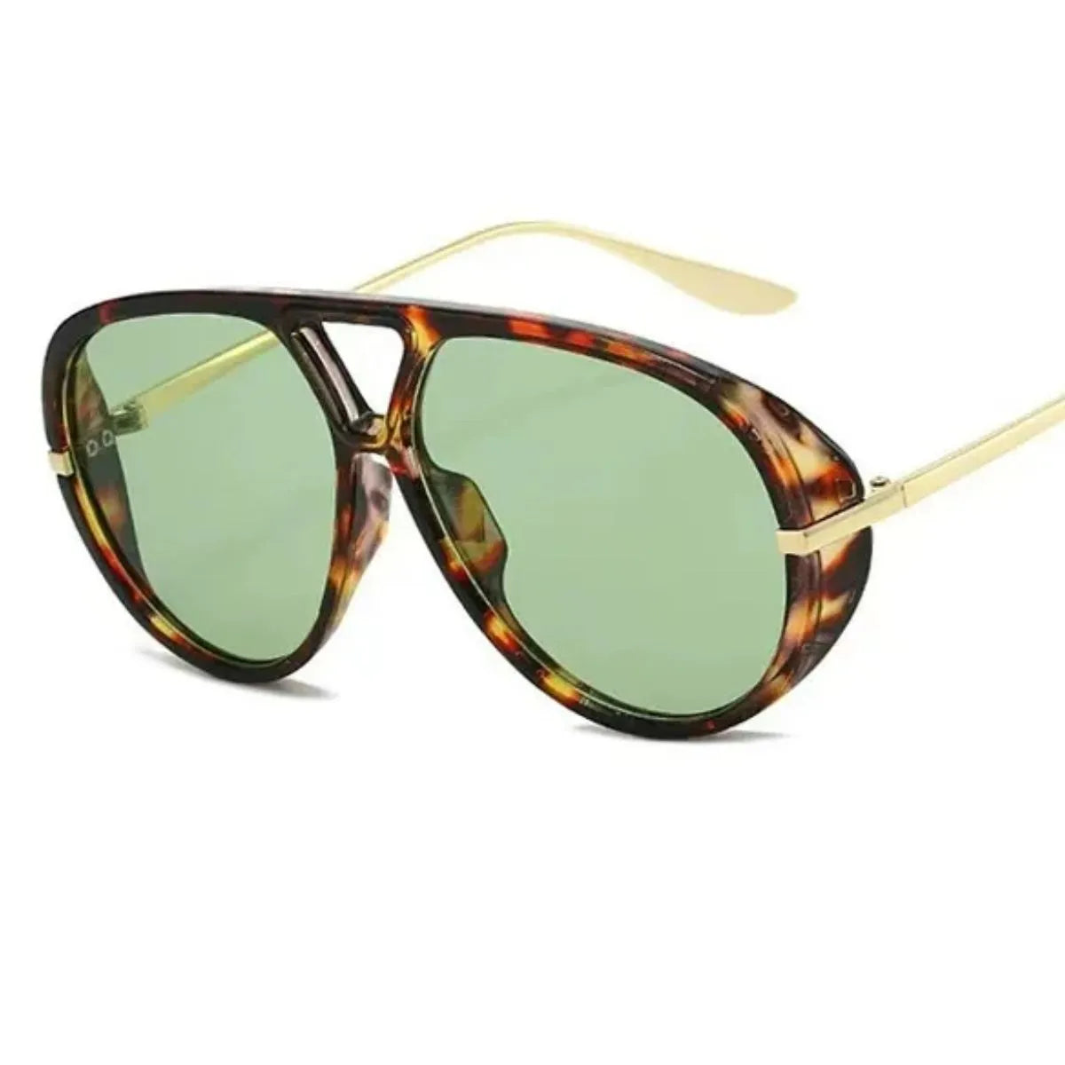 UV Protection Tinted Lenses Sunglasses Leopard Print Dark Green One Size - Fashorio