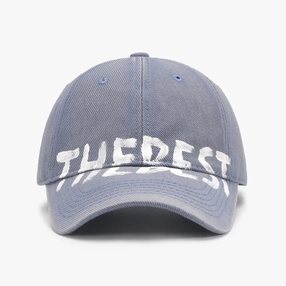 Letter Adjustable Baseball Cap Dusty Blue One Size - Fashorio