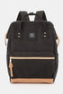 Himawari Contrast Waterproof Canvas Backpack Bag with Side Pockets Black One Size - Fashorio