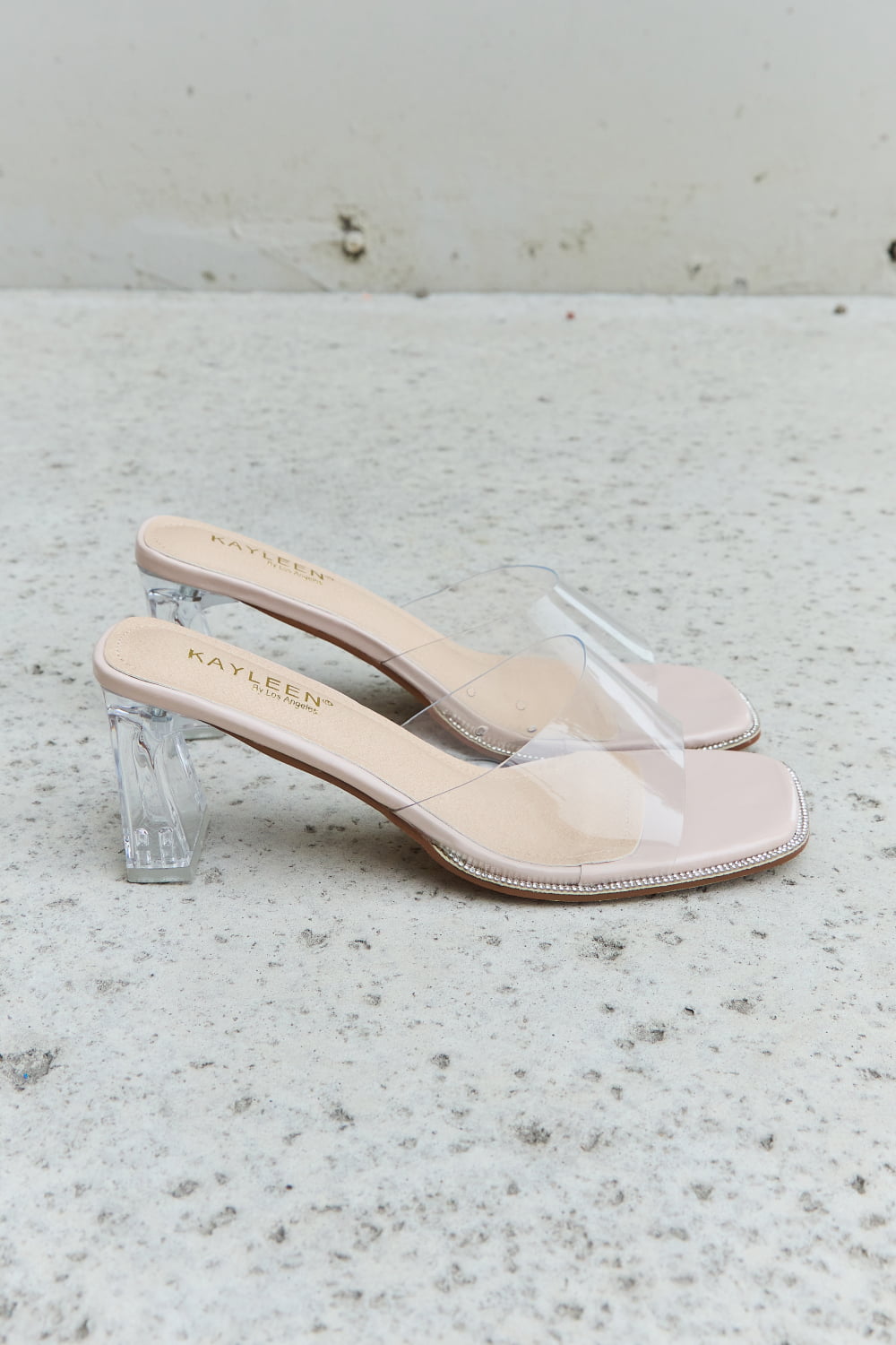 DDK Make Myself Clear Mule Block Heels - Fashorio