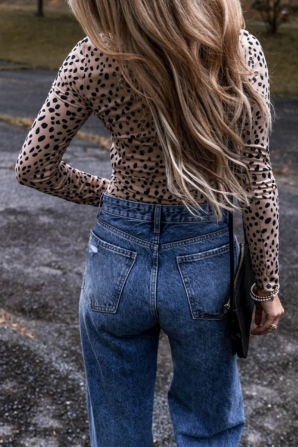 Animal Print Scoop Neck Long Sleeve Bodysuit - Fashorio