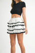 MABLE Poplin Ruffle Layered Contract Lace Trim Mini Skirt - Fashorio