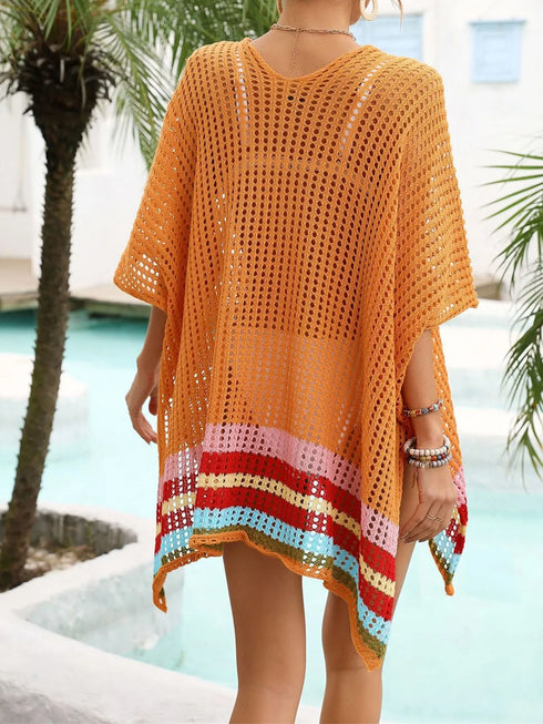 Crochet V-Neck Cover-Up Dress - Fashorio