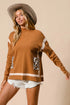 BiBi Mock Neck Sweater with Leopard Pocket - Fashorio