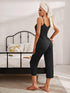 V-Neck Lace Trim Slit Cami and Pants Pajama Set - Fashorio