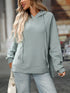 Textured Drawstring Long Sleeve Hoodie - Fashorio