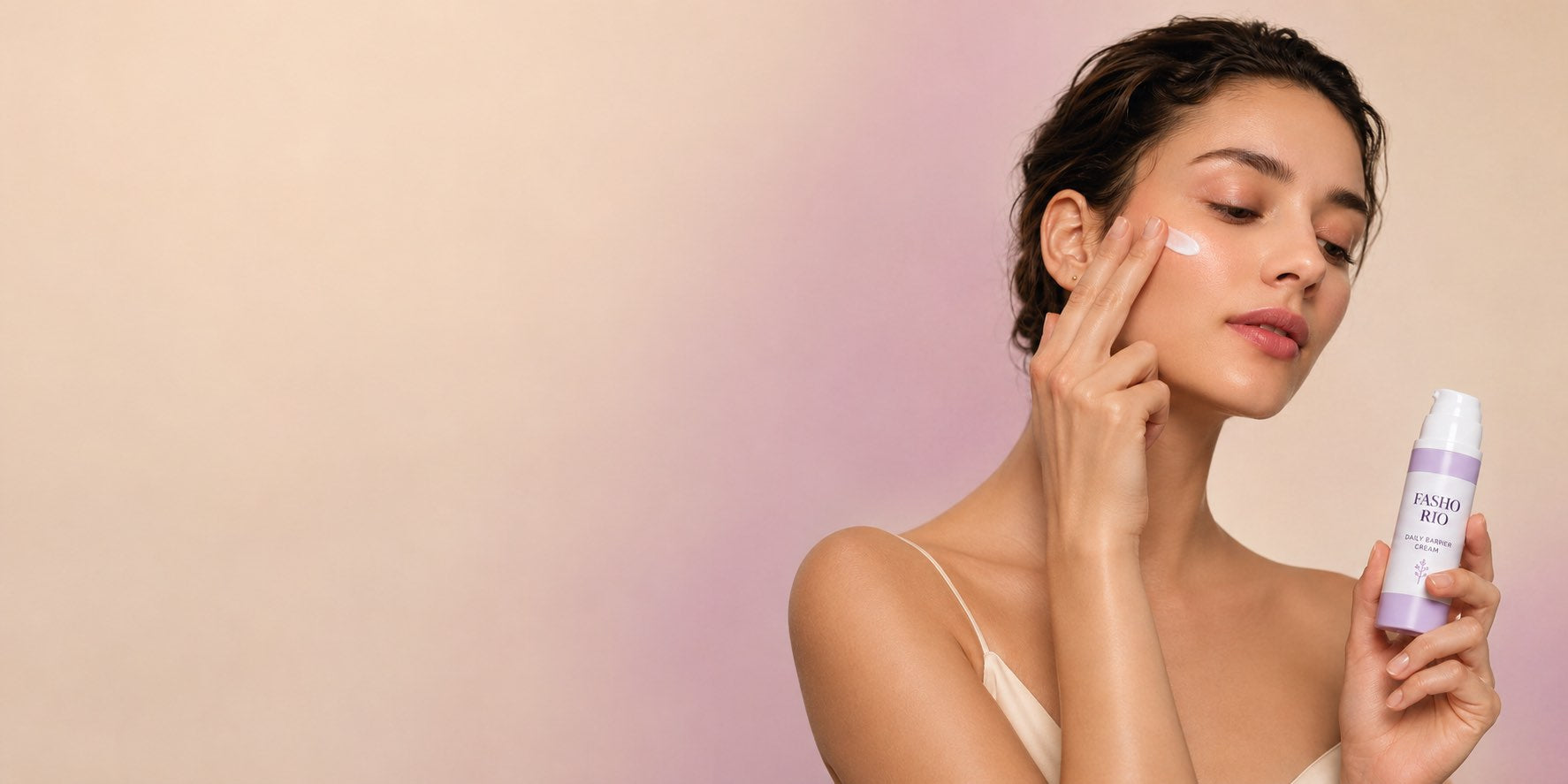 A woman applying Fashorio Beauty daily cream