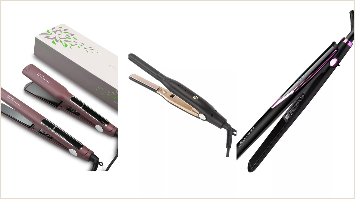 2 in 1 hair straightener and curler with adjustable temperature control, a slim dual purpose styling iron with rounded plate edges for curling