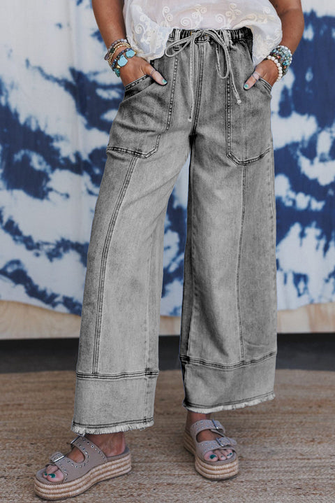 High waist wide leg jeans styled outfit, how to style wide leg jeans guide