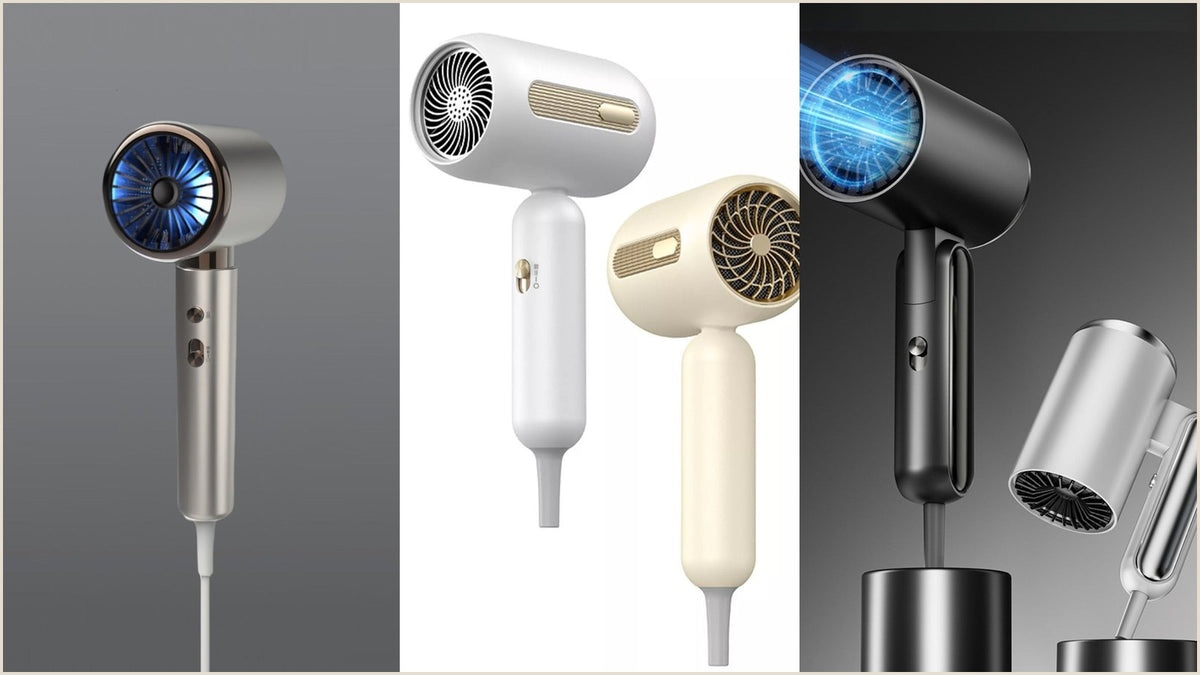 Negative ion high speed blow dryer in gray with a slim concentrator nozzle, one of the budget hair dryer picks in the Fashorio hair dryer range.