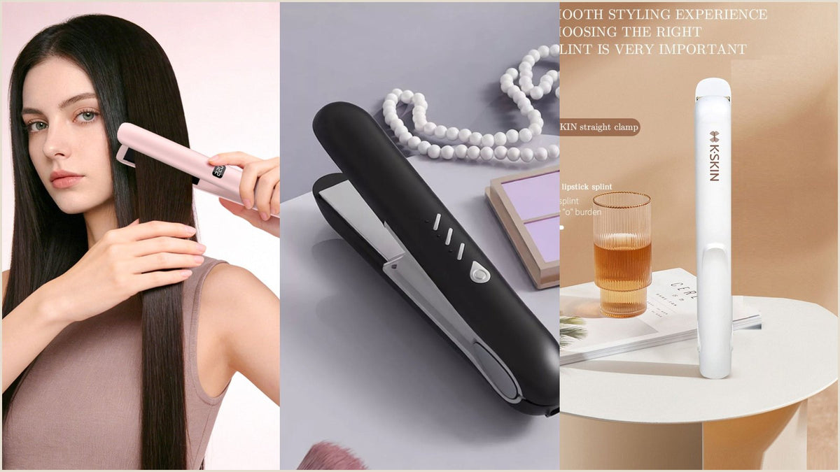 Blush pink ceramic flat iron with an LCD temperature display, a best budget hair straightener pick from Fashorio