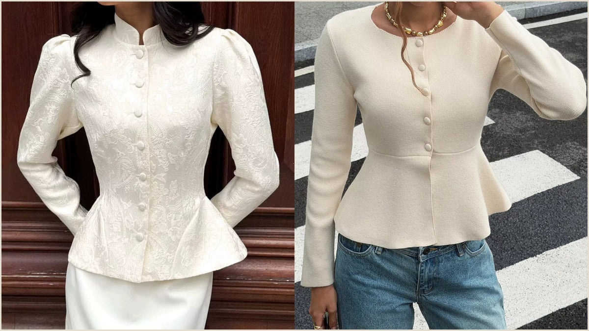 Peplum top vs babydoll top: smocked, knit and plaid peplum blouses side by side